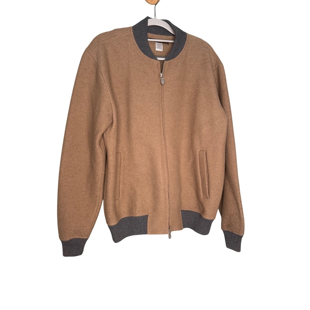 Eleventy boiled wool bomber jacket in camel